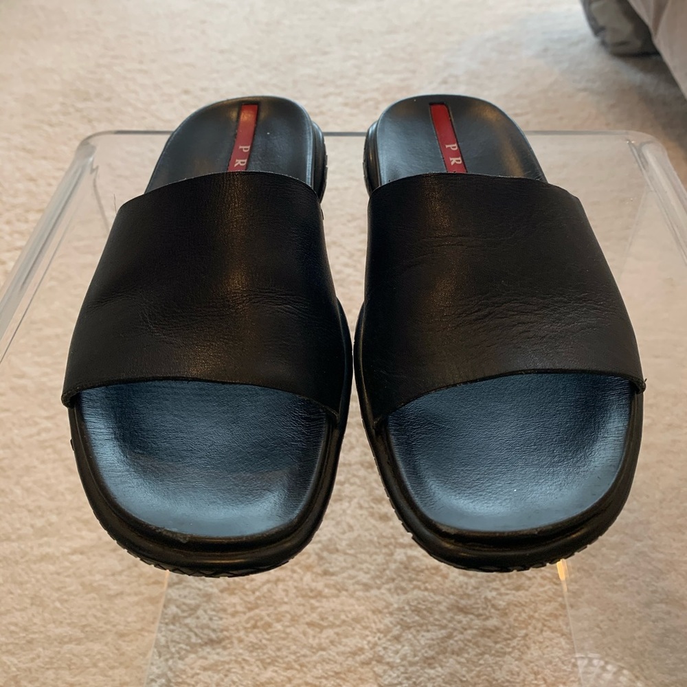 Prada Black Leather Slide Size 36 1/2